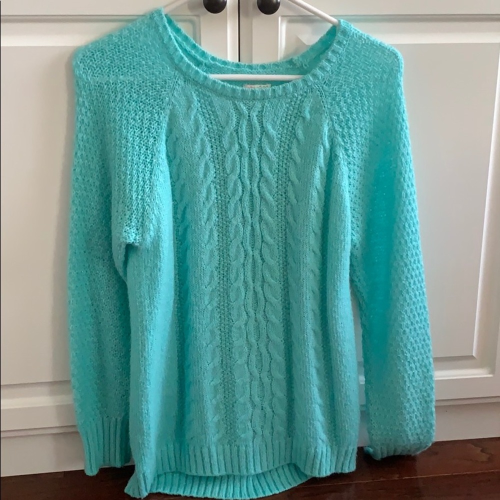Girls Light Mint Sweater with Slight Sparkle
